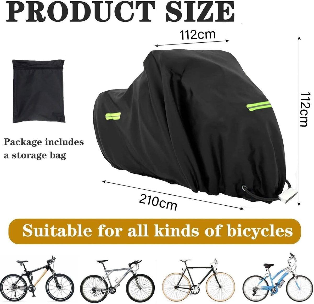 Dailygoods- Fietshoes waterdicht voor 1 fiets - Fietshoes voor 2 fietsen - Fietshoes voor 3 fietsen - Oxford fietsgarage - Afdekzeil 210 x 112 x 112 cm - Fietsbescherming
