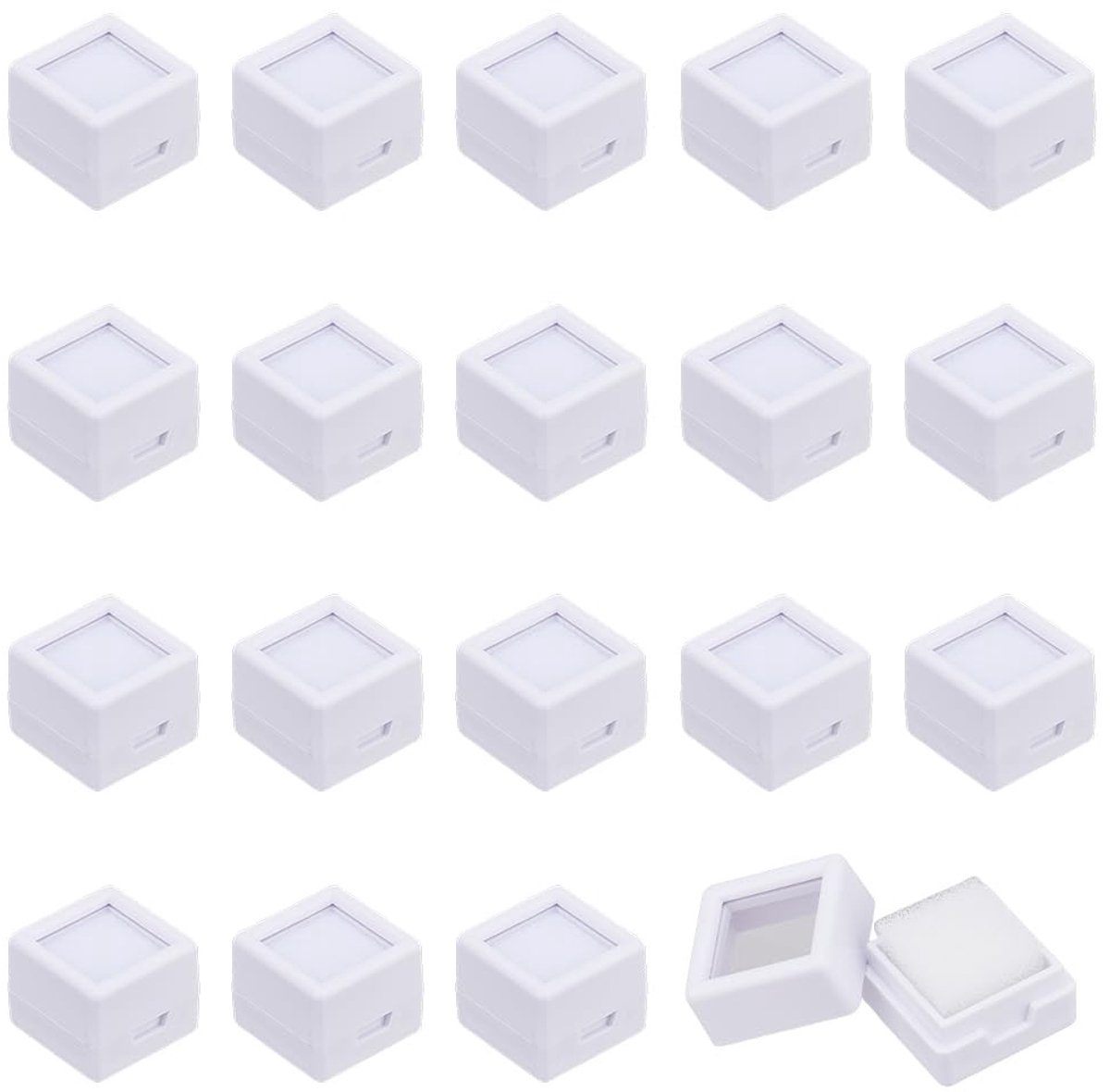 Dailygoods- Edelsteen Displaybox 20 Stuks - Acryl Sieradencontainer - Transparante Deksel - Robuuste Kunststof - Draagbaar - Ideaal voor Organiseren - Sieradenbox