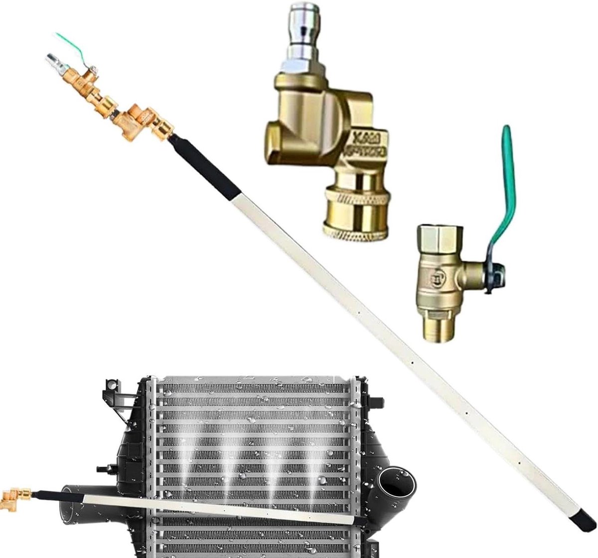 Hogedrukreiniger Radiator Wand - Reinigingsstick Condensor - Efficiënt Reinigen - Smal Bereik 24 Inch - 511 cm - Zilver
