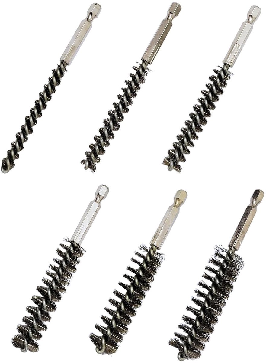 Dailygoods - RVS Borstel Sets - 6 Sets voor Hoofden - Perfect voor Schoonmaken - 6.35mm - Polijsten - Ideaal voor Thuisgebruik - Geschikt voor Profess...