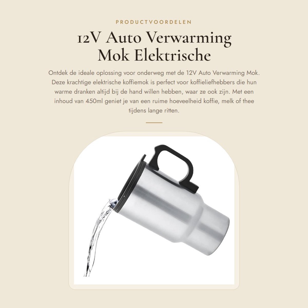 Dailygoods - 12V Auto Verwarming Mok - Elektrische Koffiemok - Roestvrijstalen Reismok - 450ml - Voor Koffie Melk Thee - Herbruikbaar - Geschikt voor...