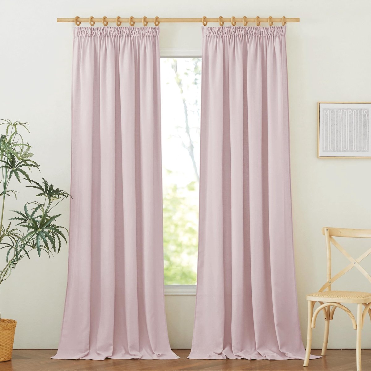 Dailygoods- Raamgordijnen Kant en Klaar - Linnen Gordijnen - 2 Stuks - 140B x 245H cm - Vitragegordijnen - Plooiband - Lichtdoorlatend
