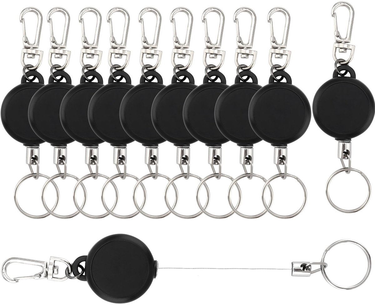 Dailygoods- Sleutelhanger Intrekbaar - Draadkabel Met Clip - Uitschuifbare Rollen - Voor Sleutels/ID-Kaart - Lanyard - Lichtgewicht Ontwerp - Keychain