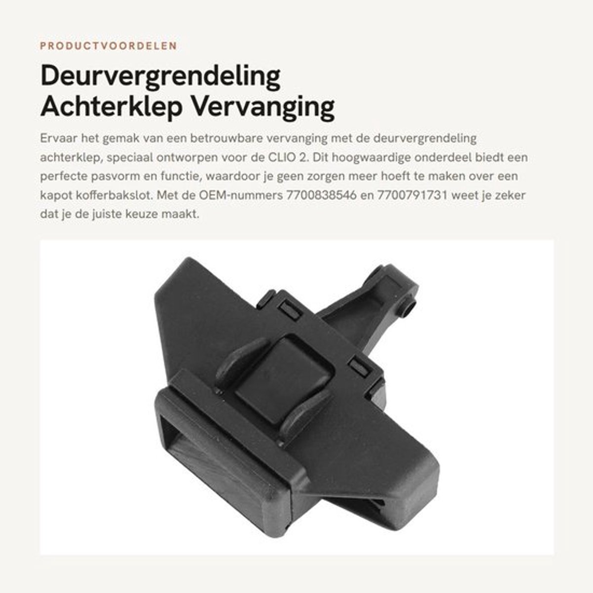 Kofferbakslot Vervanging - Deurvergrendeling Achterklep - Hoogwaardig ABS - Slijtvast - Corrosieweerstand - OEM-nummer 7700838546 - Deurslot