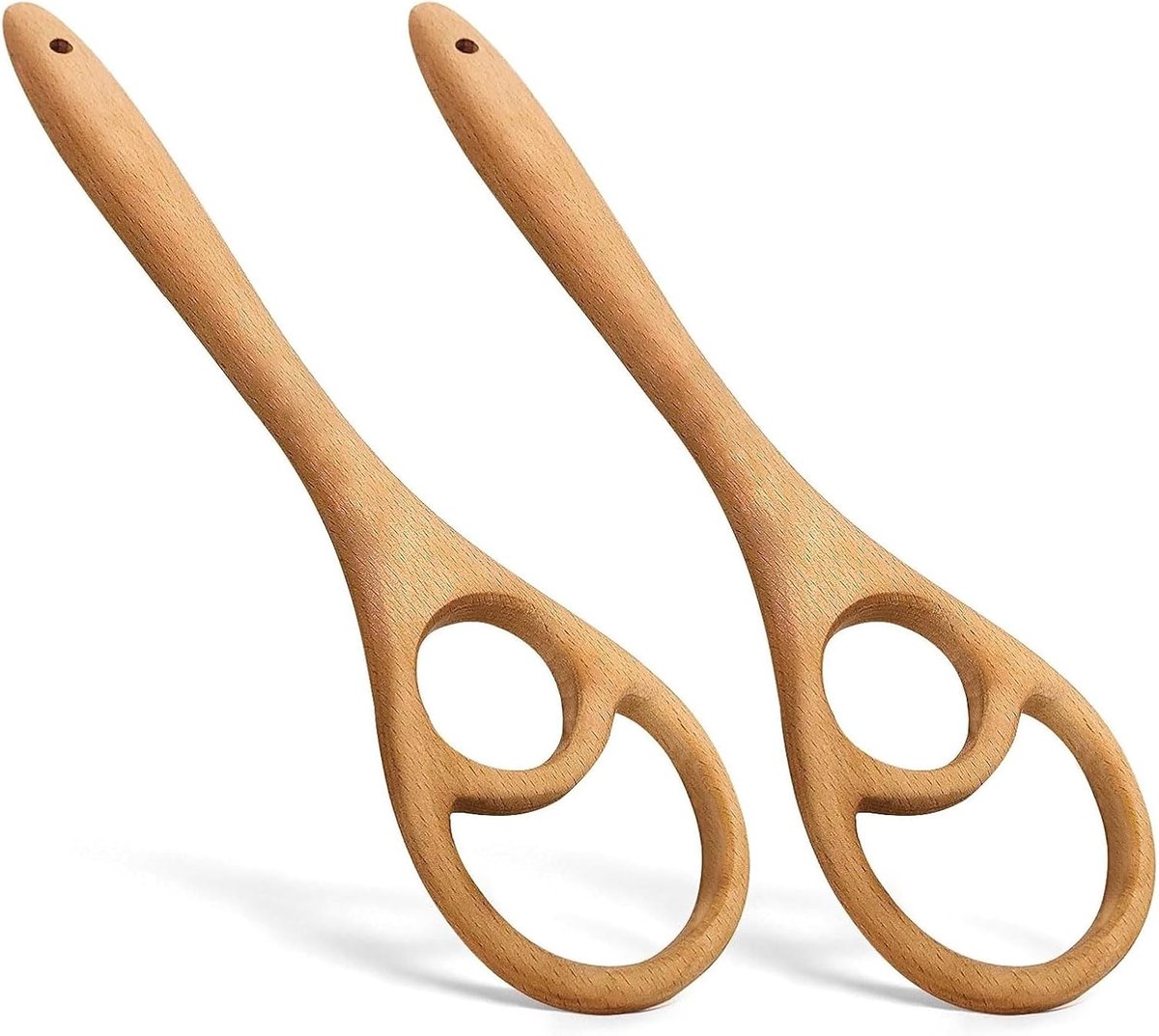 SnelShoppen - 2 Deense Gardes Hout 32 cm - Deegklopper voor Zuurdesem, Brooddeeg, Pizza, Pannenkoeken en Taartdeeg - Houten Deegroerder voor Keuken