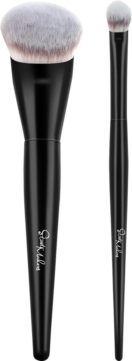SnelShoppen - Professionele 2-in-1 Makeup Brush Set - Kabuki Foundation en Concealer Borstels - Vegan, Zachte en Dichte Synthetische Haren - Perfect v