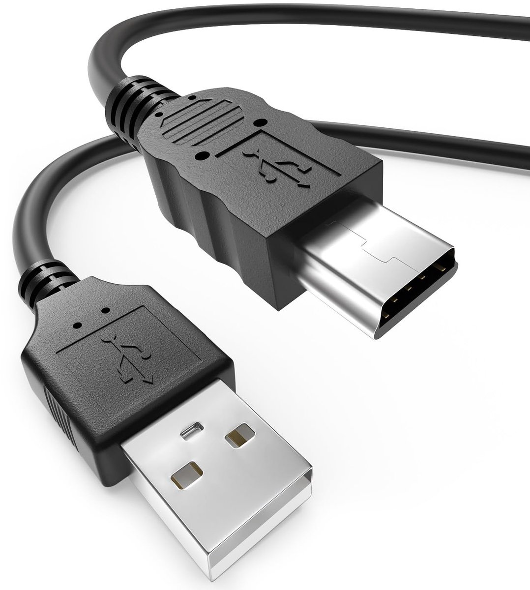 SnelShoppen - USB Mini Oplaadkabel 1m - Compatibel met Camera - Zwart PVC - Kwaliteitskabel voor Snelle Oplading en Gegevensoverdracht