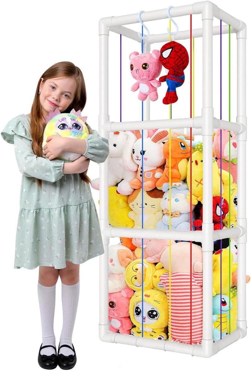 SnelShoppen - Groot Opbergnet voor Knuffels, Ruimtebesparend Speelgoednet met Elastische Band en Haak, Ideaal voor Kinderkamer, Woonkamer en Speelruim