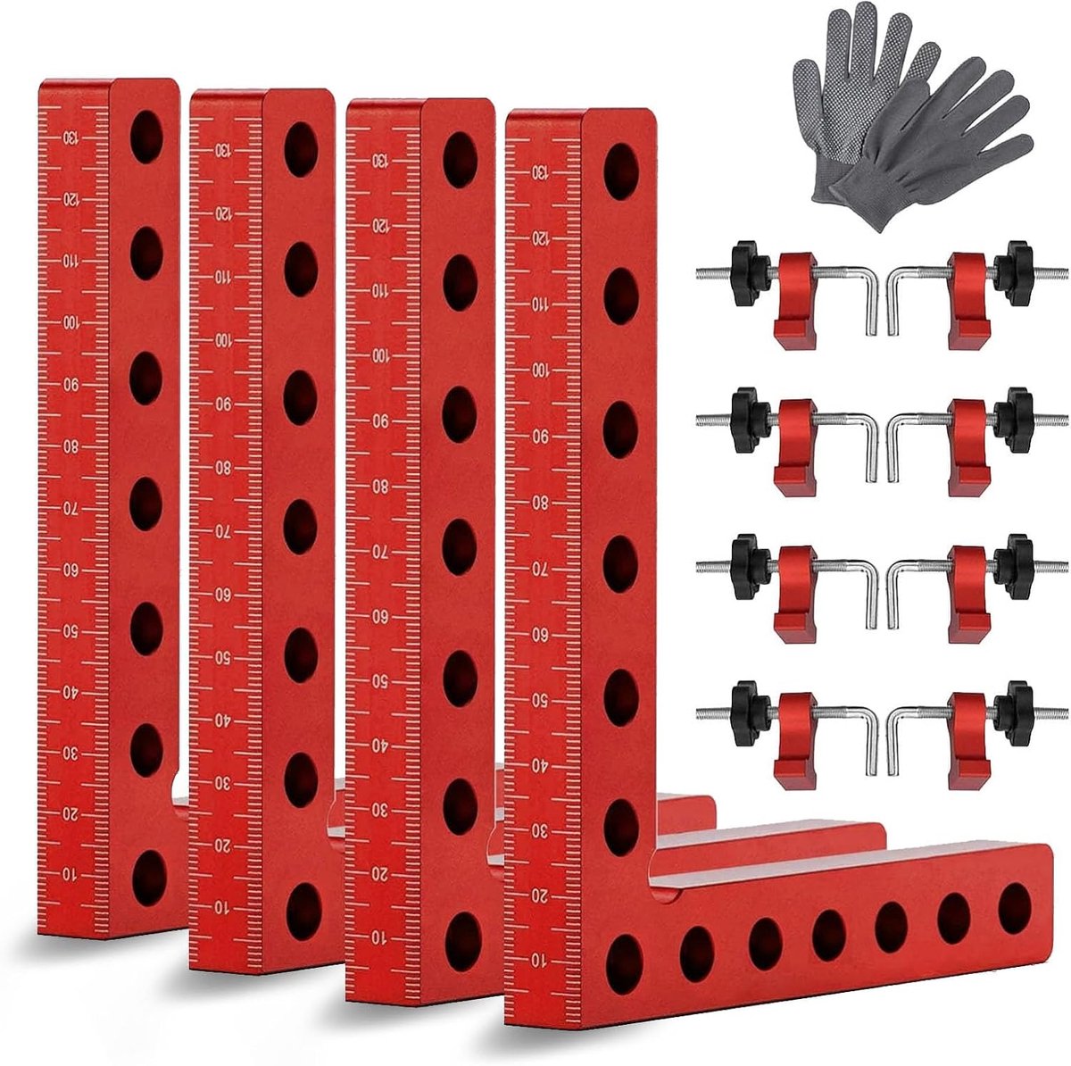 SnelShoppen - 4 Stuks 90 Graden Hoekklemmen, 5.5 Inch Rectangulaire Klemmen van Aluminium Legering voor Houtbewerking, DIY Klussen met 4 Pairs Clips