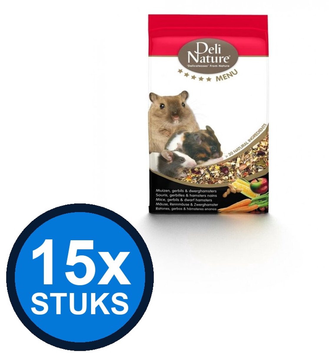 15x Deli Nature - Rodelicious dwerghamsters/muizen/gerbils 750gr