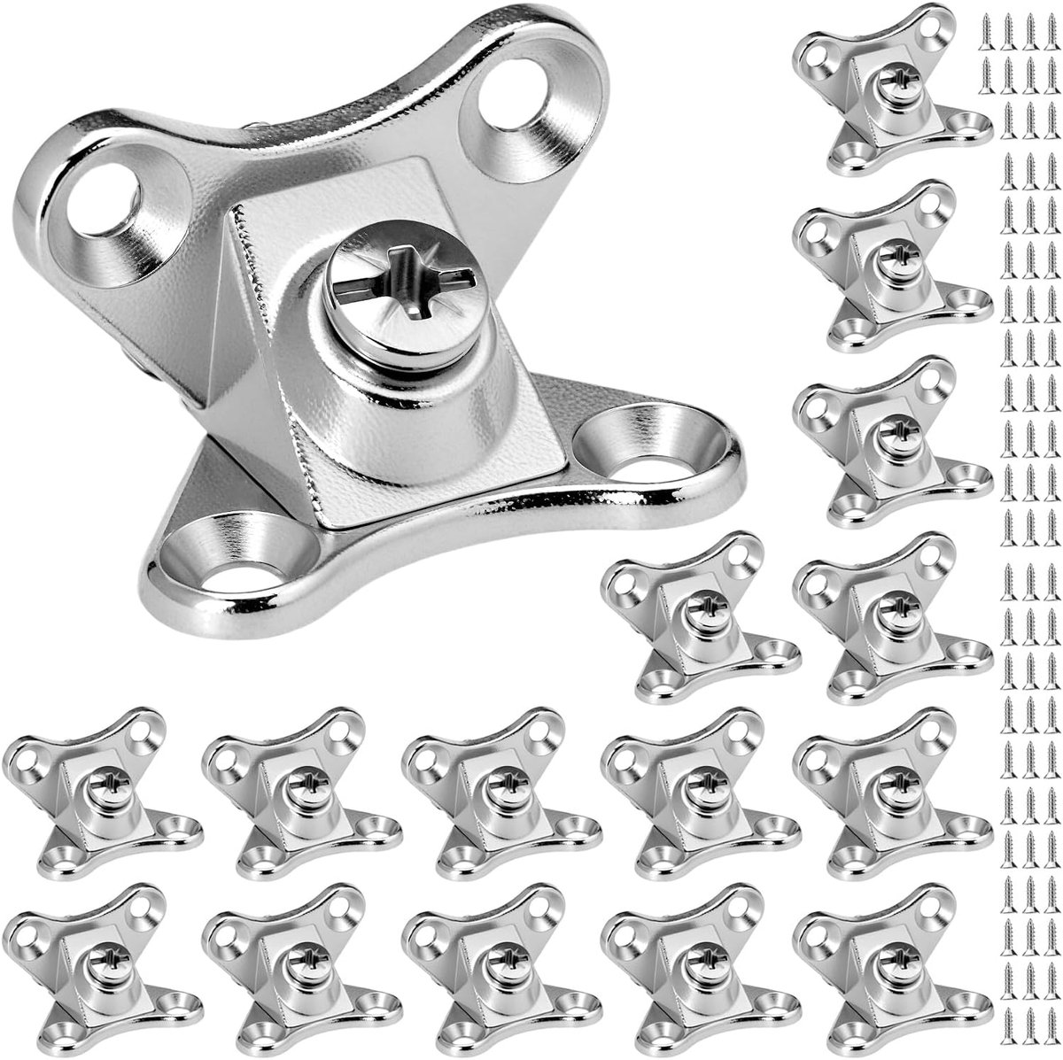 SnelShoppen - 16-delige hoekconnector set, vlinderhoekcode met 64 schroeven, meubelverbinder van zinklegering, roestvrij, voor meubels en constructies