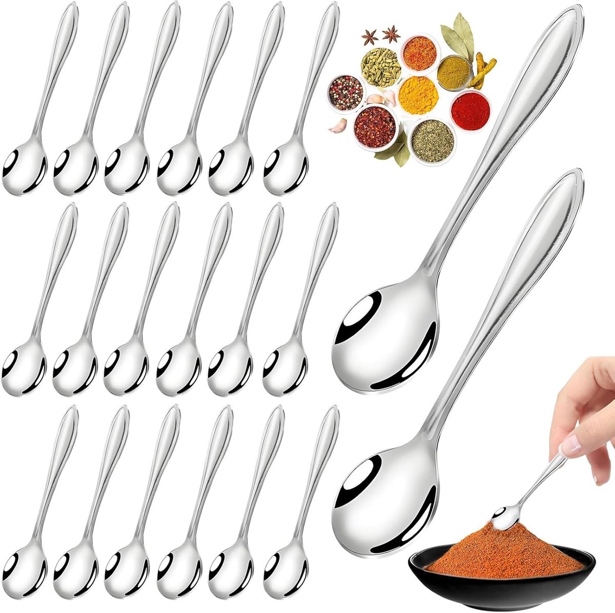 Mini Espressolöffels 20 stuks, 9 cm kleine roestvrijstalen lepel voor kruiden, thee en koffie