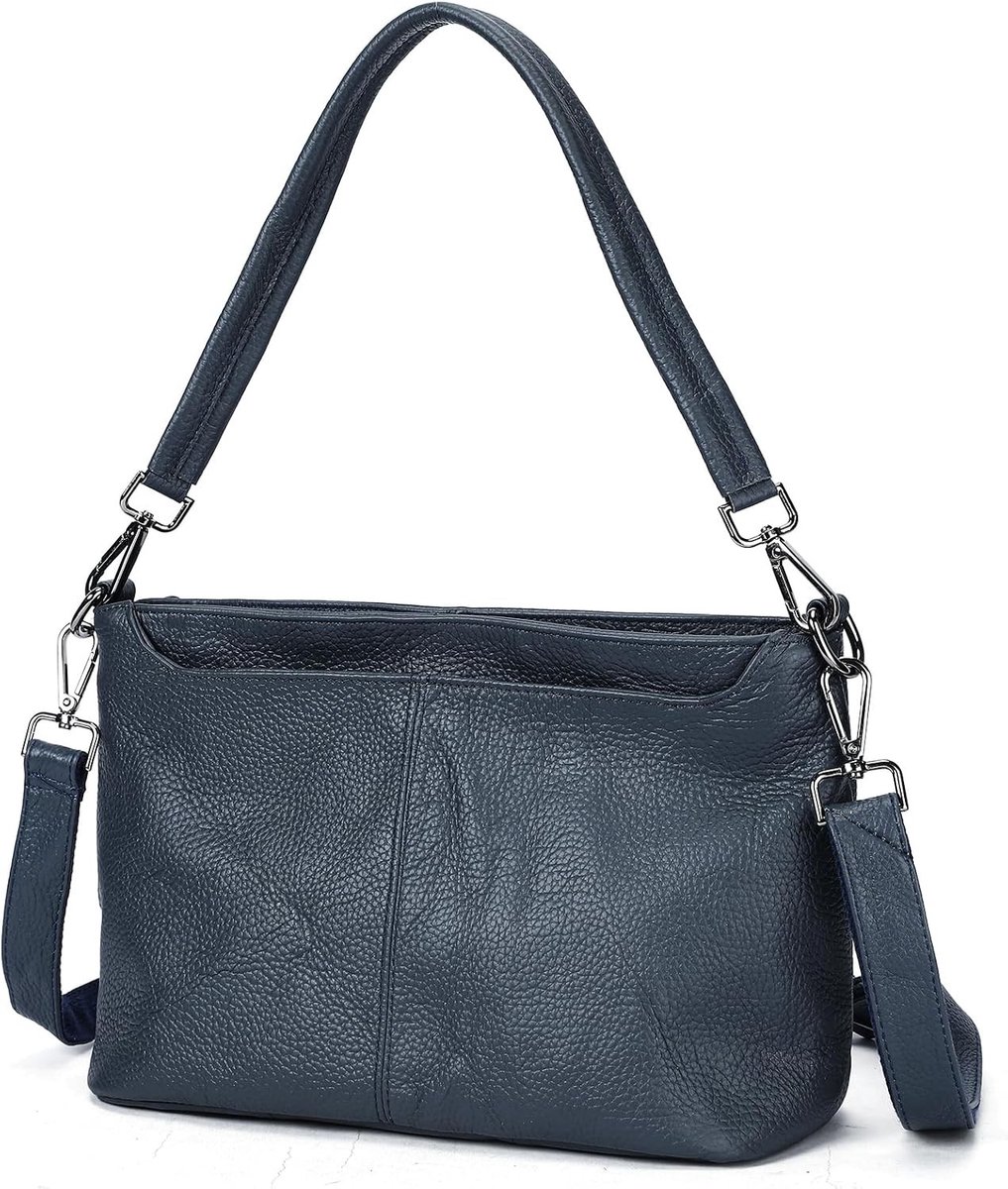 Elegante middelgrote handtas voor dames van echt leer, met meerdere vakken, ideaal voor dagelijks gebruik, winkelen en werk