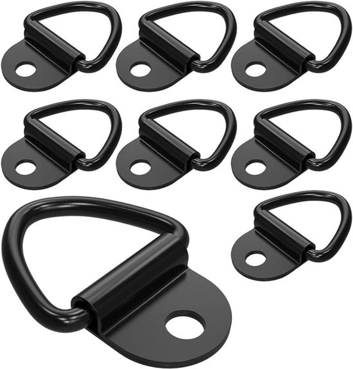 Set van 8 Sjorankers, Stalen V Ringen voor Vrachtwagen, Trailer en Boot in Zwart - Heavy Duty Bevestigingspunten.