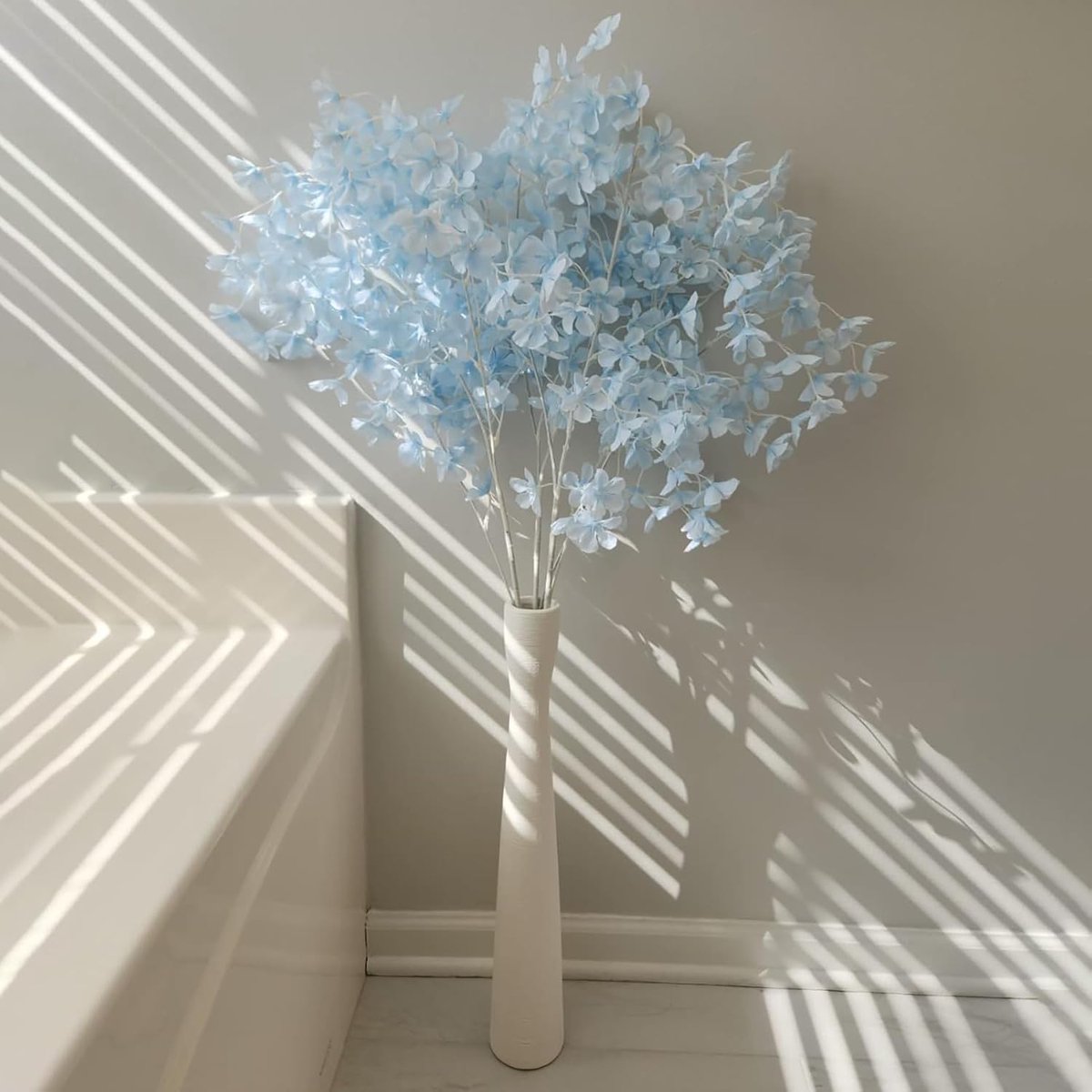 SnelShoppen - Hoge Smalle Keramische Vaas Wit 42cm voor Pampas Gras, Gedroogde Bloemen, Moderne Decoratie, Thuis en Kantoor, Stijlvol Cadeau