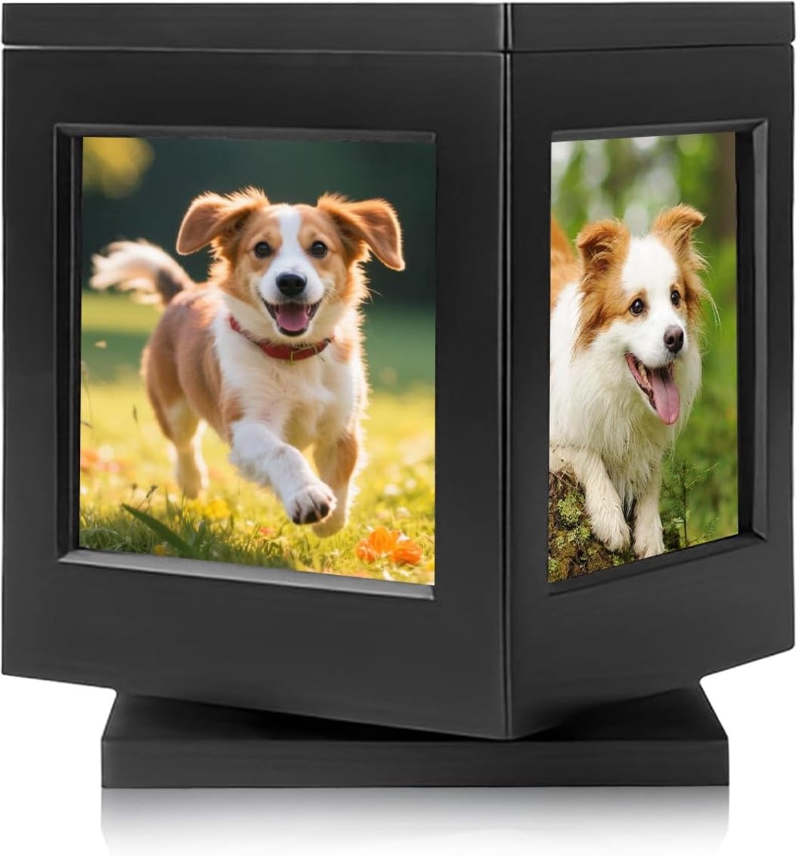 SnelShoppen - Grote Houten Huisdieren Urn voor Honden en Katten - Zwarte Ash Box met Foto lijst - Herinneringsdoos voor Verlies van Huisdieren - Geden