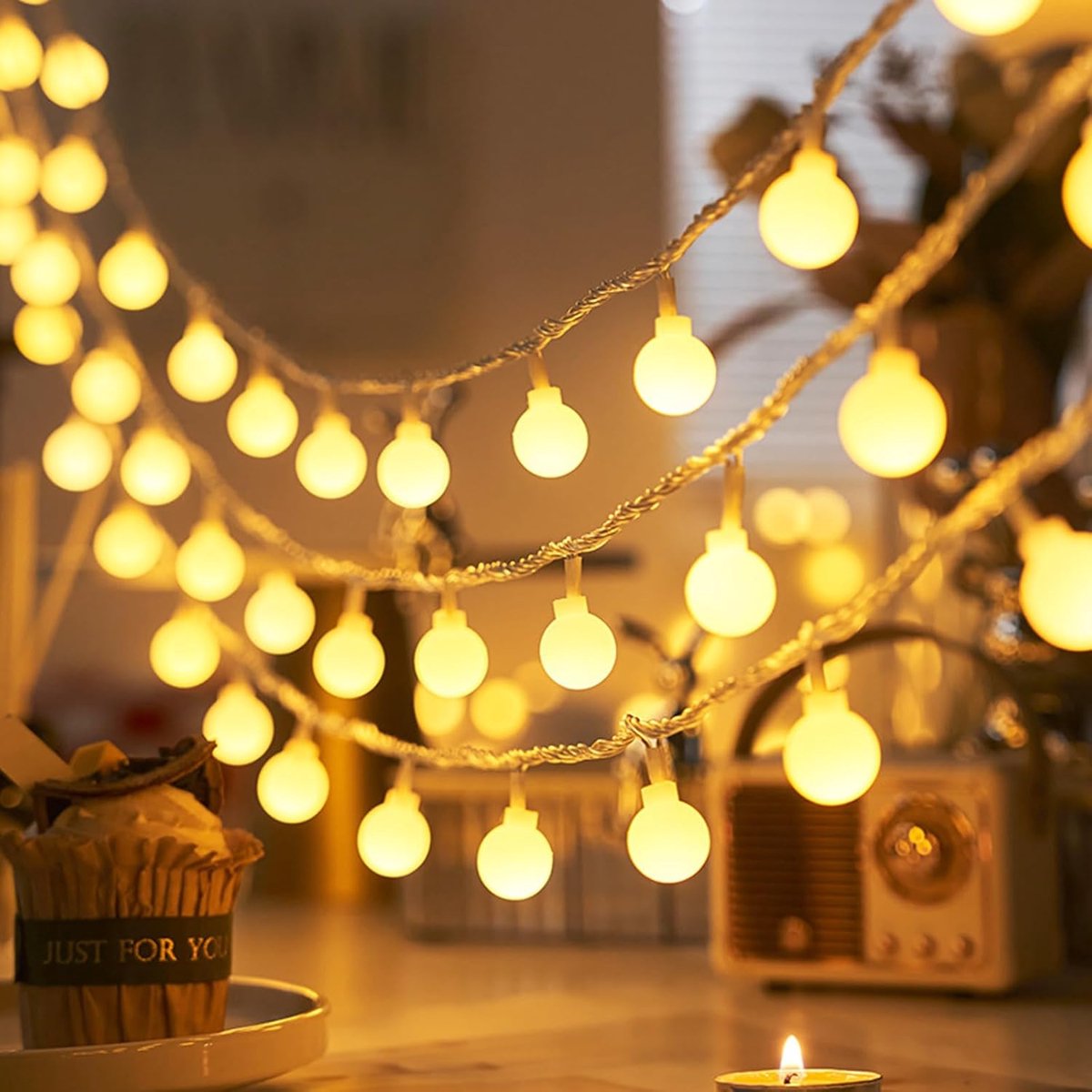SnelShoppen - Globe Batterij Fairy Lights met Timer 2 m 20 LED Lampjes Warm Wit voor Binnen Buiten - Ideaal voor Bruiloft, Kinderen, Kerst, Tuin en Ca