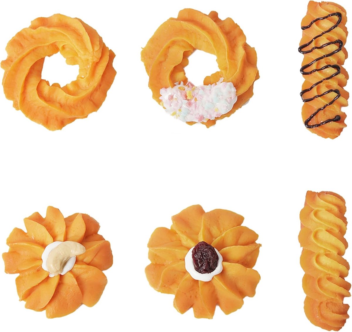 SnelShoppen - 6 Stuks Realistische Kunst Cake Cookies - Nepproducten voor Fotografie, Etalage, Keuken Decoratie - Hoogwaardige PVC Materialen - Geel
