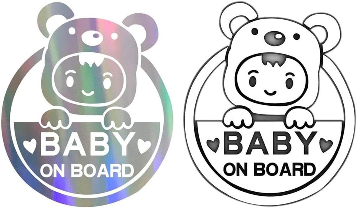 SnelShoppen - 2 Stuks Baby On Board Stickers voor Auto - Veiligheidsstickers voor Kinderen - Reflecterend - Waterdicht - Zelfklevend - Meisje en Jonge