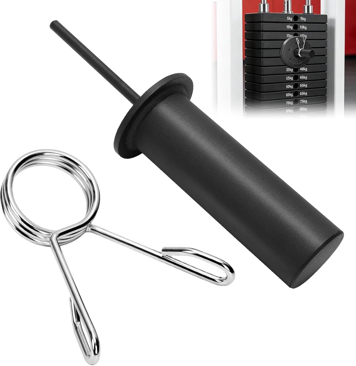SnelShoppen - Gym Pin voor Extra Gewicht - Weight Stack Pin met Veerclip, 10 mm Diameter, 110 mm Lengte, Draagbare Sport Gewichtsstapelpen voor Kracht
