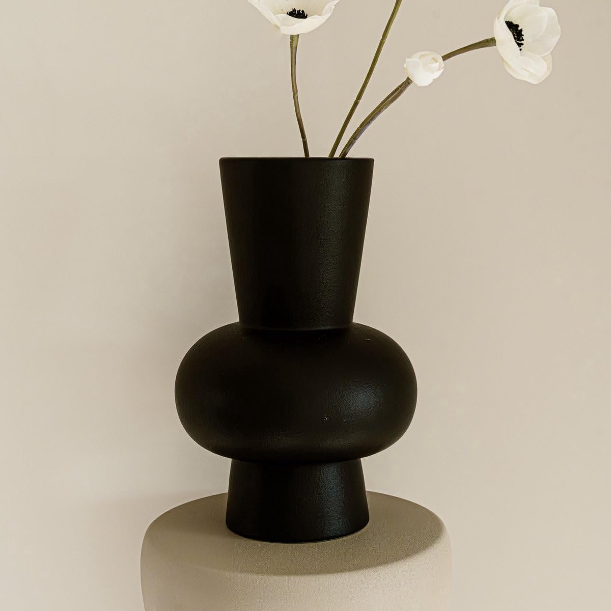SnelShoppen - XL Zwarte Vaasje - Bloemenvaas 30 cm - Bulbvrouw Vaas - Woonkamer Decoratie - Styling Accessoire voor Feesten en Thuis
