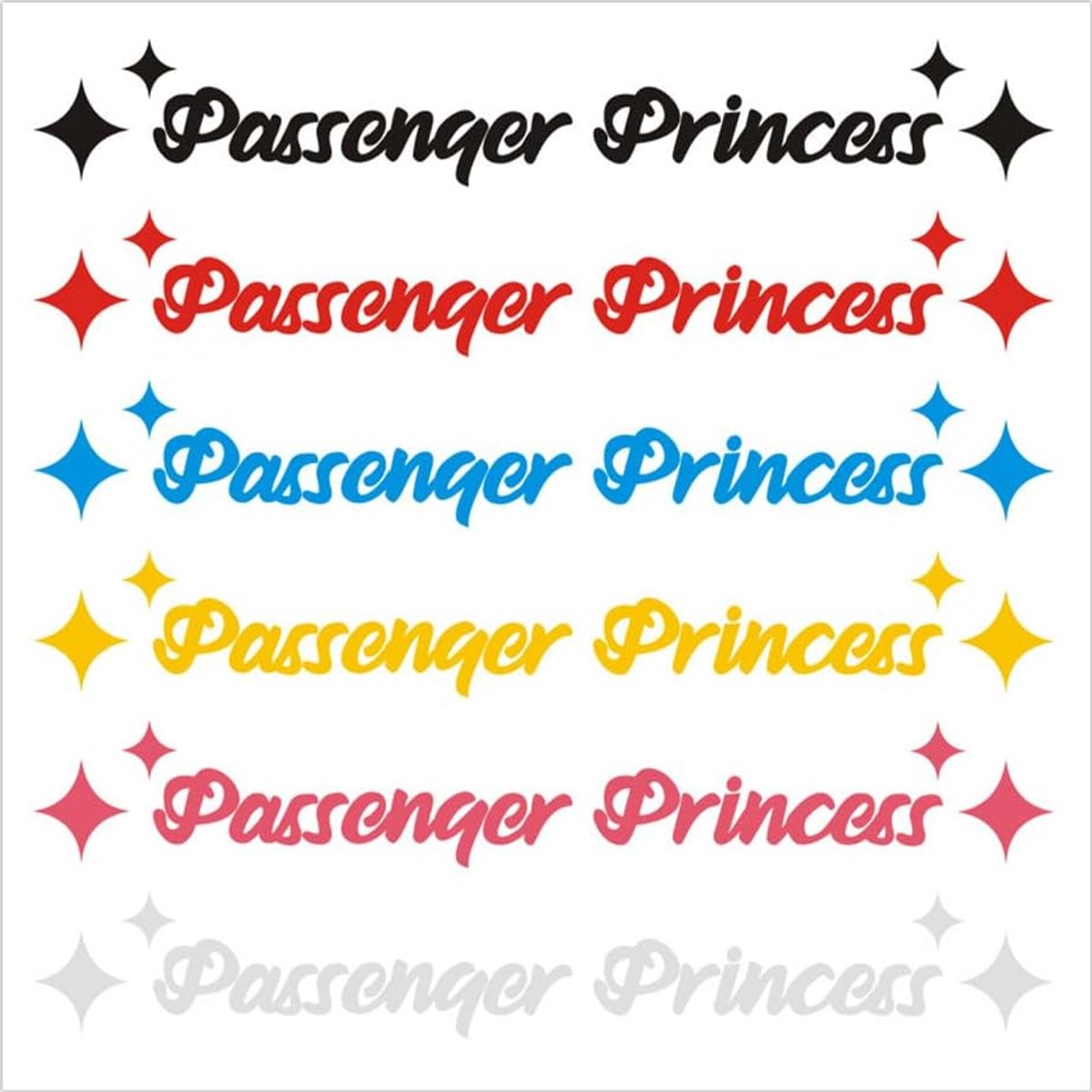 SnelShoppen - 7pcs Passagiers Prinses Auto Stickers Waterproof Schattige Auto Spiegels Stickers voor Vrouwen - Persoonlijke Decoratie voor Auto's