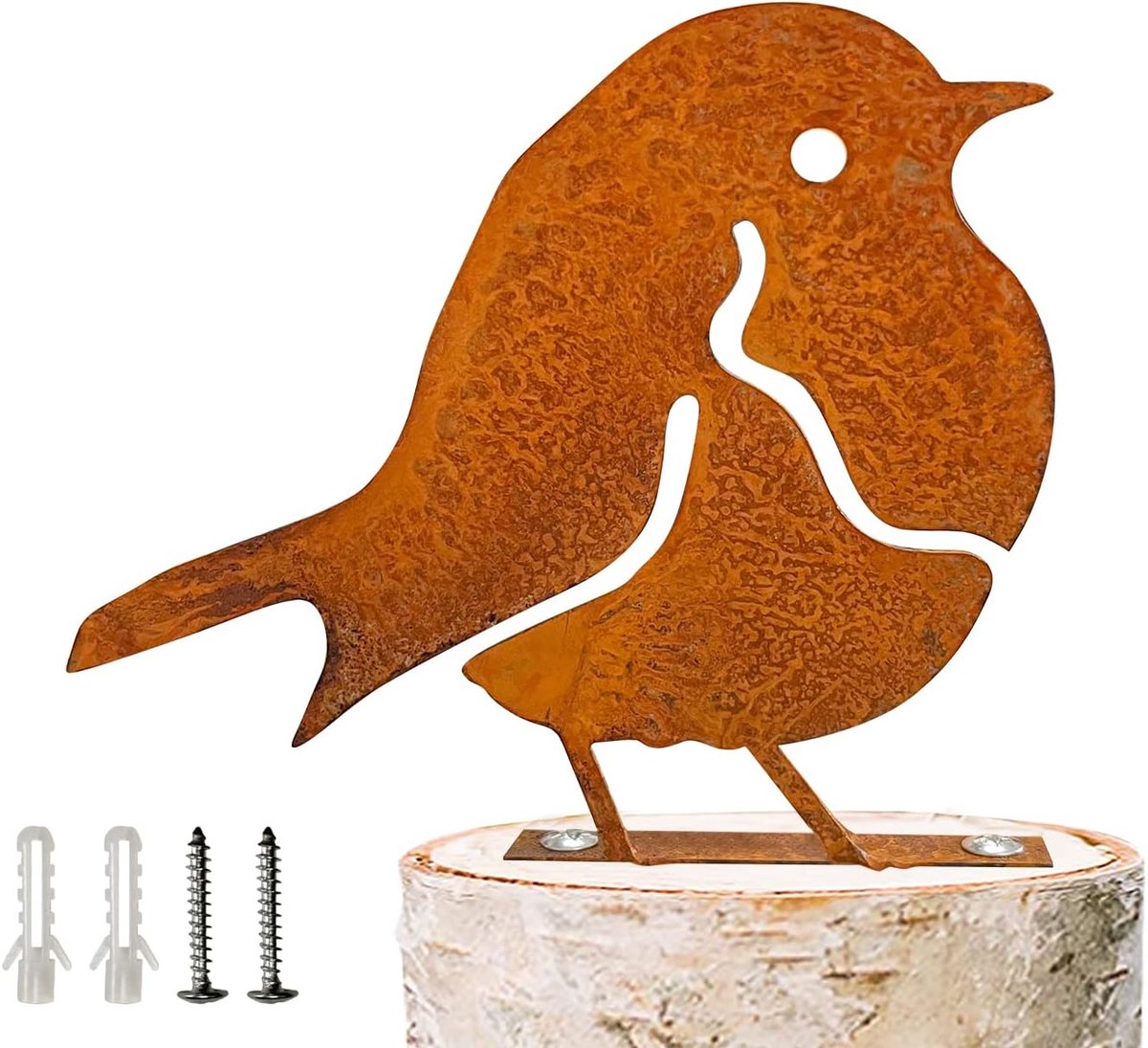 SnelShoppen - Rusty Vogel Tuin Decoratie - Vintage Metalen Tuinbeelden - Unieke Roestige Vogels met Schroef voor in Hout - Tuinaccessoires voor Balcon