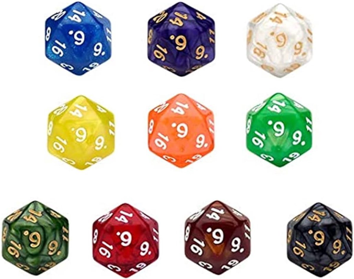 SnelShoppen - Polyhedral dobbelstenen set van 10, dubbelgekleurde D&D dobbelstenen voor tabletop spellen, hoogwaardig acryl, waterproof, geschikt voor