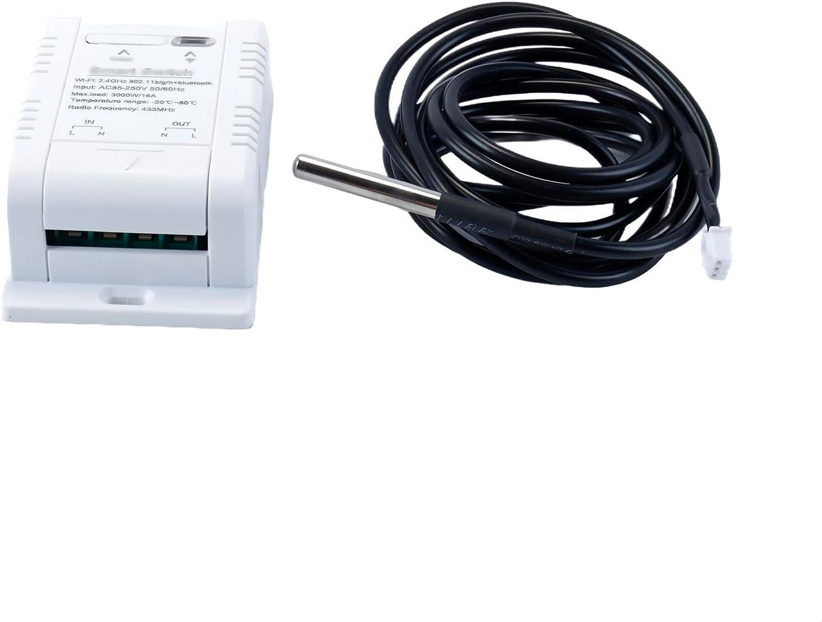 SnelShoppen - Tuya Smart Temperatuur Sensor WiFi 16A met 2M Sensor - Hoogprecisie Waterproof Temperatuurmonitor en Vermogensmeting voor Thuisgebruik