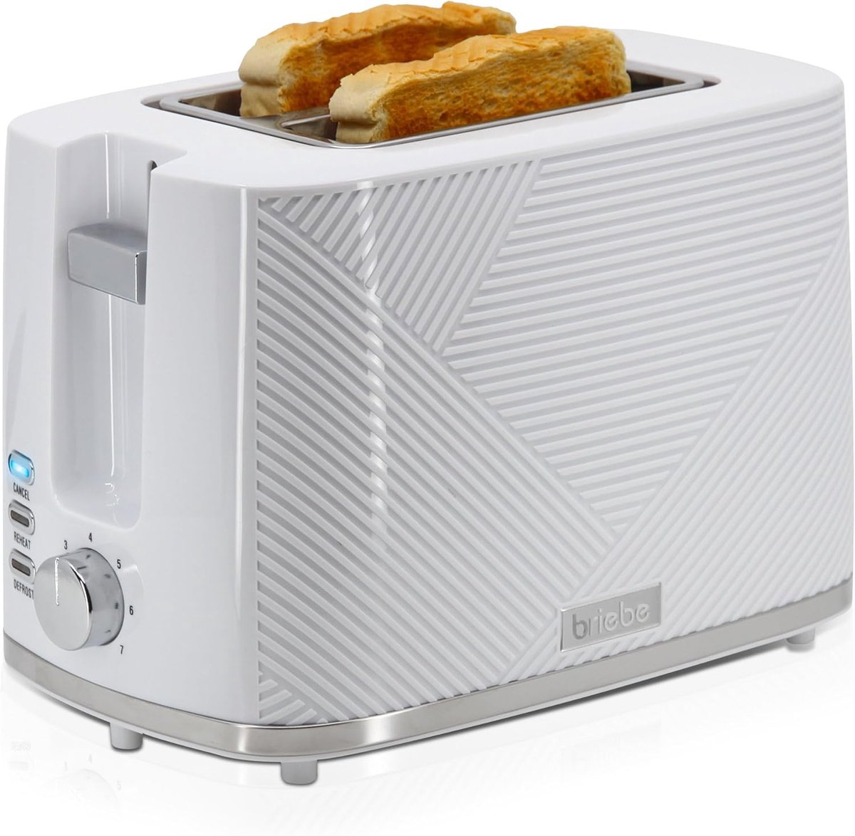 SnelShoppen - Elegante Witte Broodrooster - Brede Sleuven, 2-Slices, 7 Bruiningsniveaus, Warmhoudfunctie, Kruimelbakje, 870W, Modern Ontwerp voor Keuk