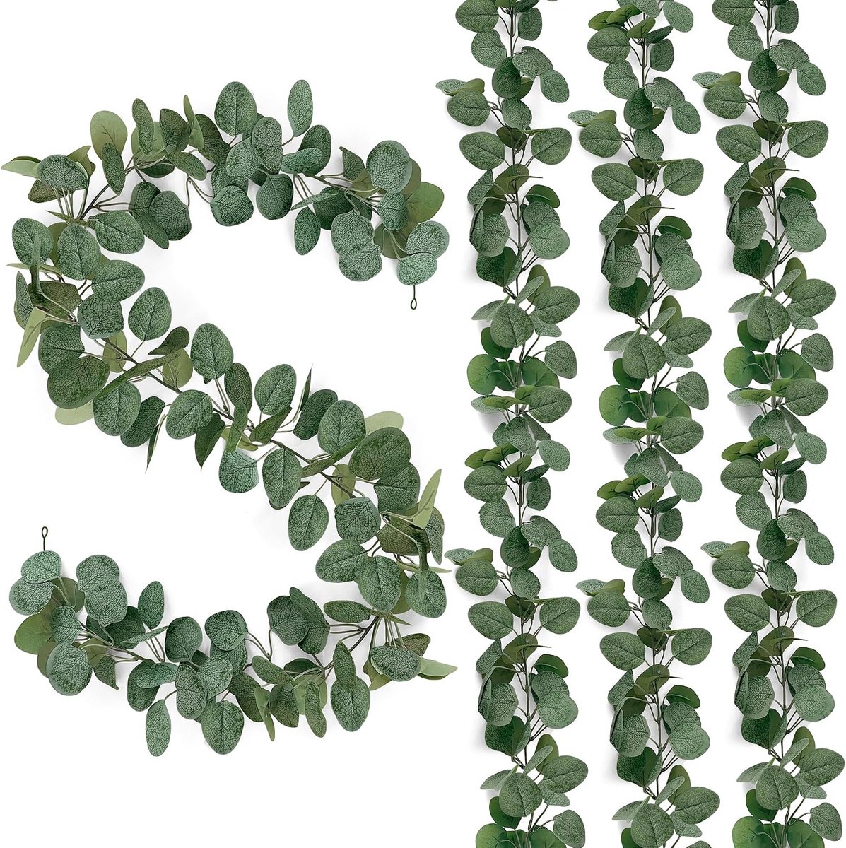 SnelShoppen - 4 Stuks Eucalyptus Slingers Kunstzinnige 1,8 m Eucalyptus Decoratie Hangplanten Bladeren Slinger voor Bruiloft, Tafel, Lente, Bloemversi