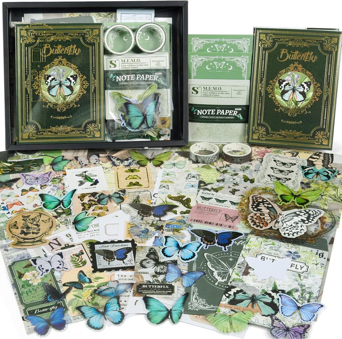 SnelShoppen - Scrapbooking Supplies Kit - Vintage Aesthetic Scrapbook Set met Stickers, A6 Notitieboek, Vintage Papier, Notitiebladen, Foto Frames en