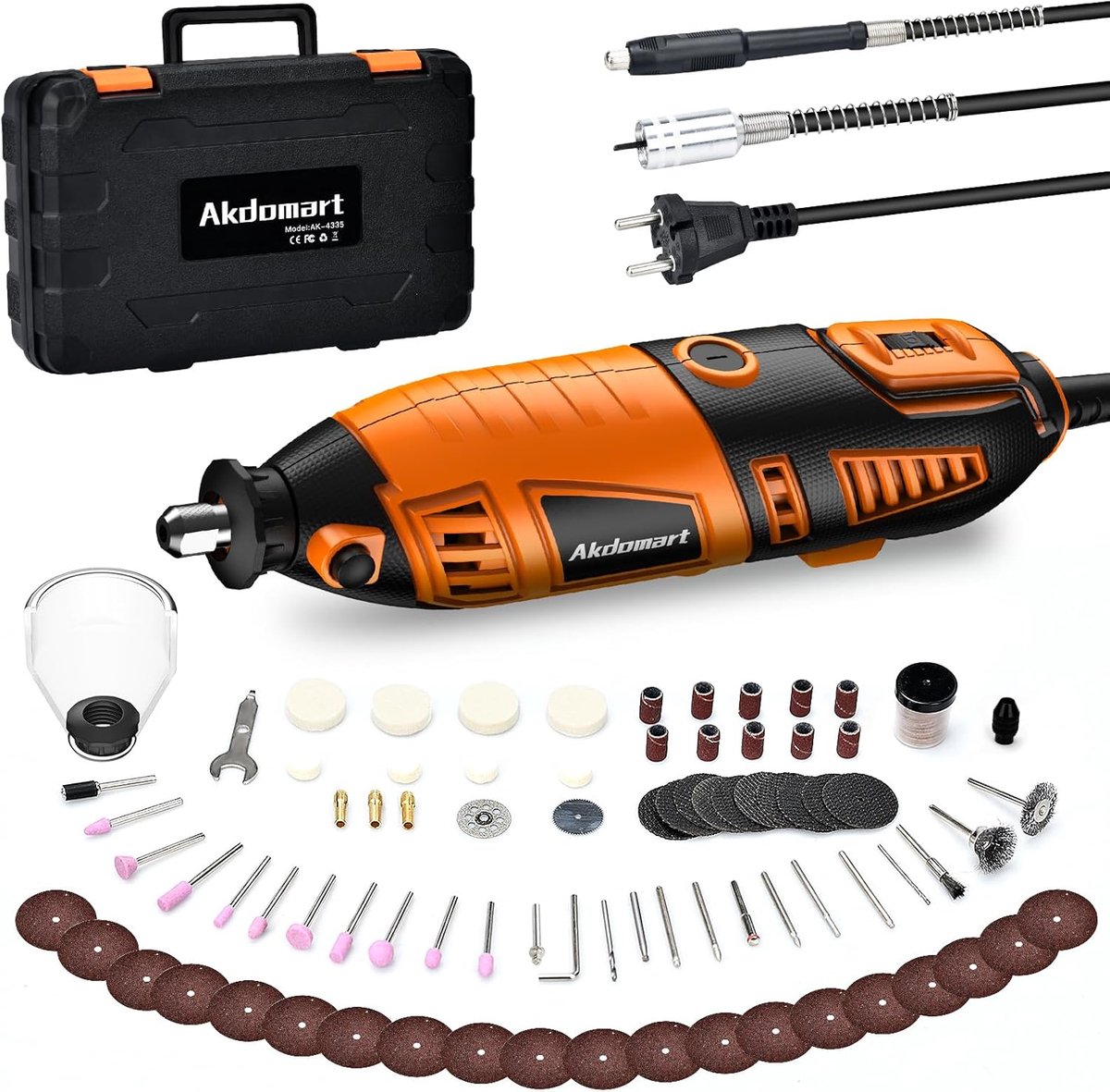 SnelShoppen - 200W Multifunctionele Draaigereedschap, Variabele Snelheid 8000-35000rpm, Compleet Rotating Tool Set met 140 Accessoires voor Snijden, S