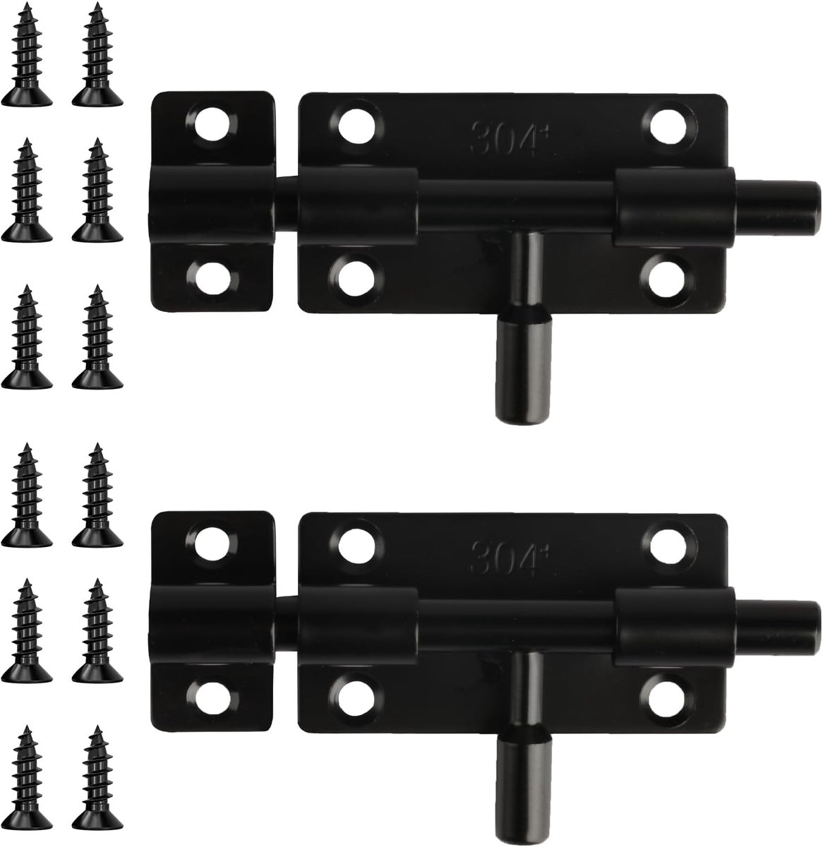 SnelShoppen - 2pcs Deursloten - 6.5cm Zwarte Deurbouten - RVS Beveiligingsslot voor Slaapkamer, Badkamer, Kast, Tuinpoort, Schuur - Duurzaam en Eenvou