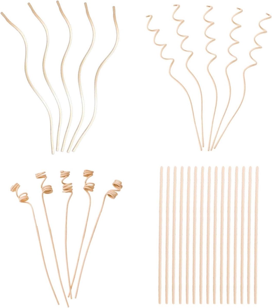 SnelShoppen - Pack van 30 Aromatherapie Diffuser Stokken - Riet Diffuser Sticks voor Huiskamer - Natuurlijke Rattan Aromatherapie Accessoires - 26cm e