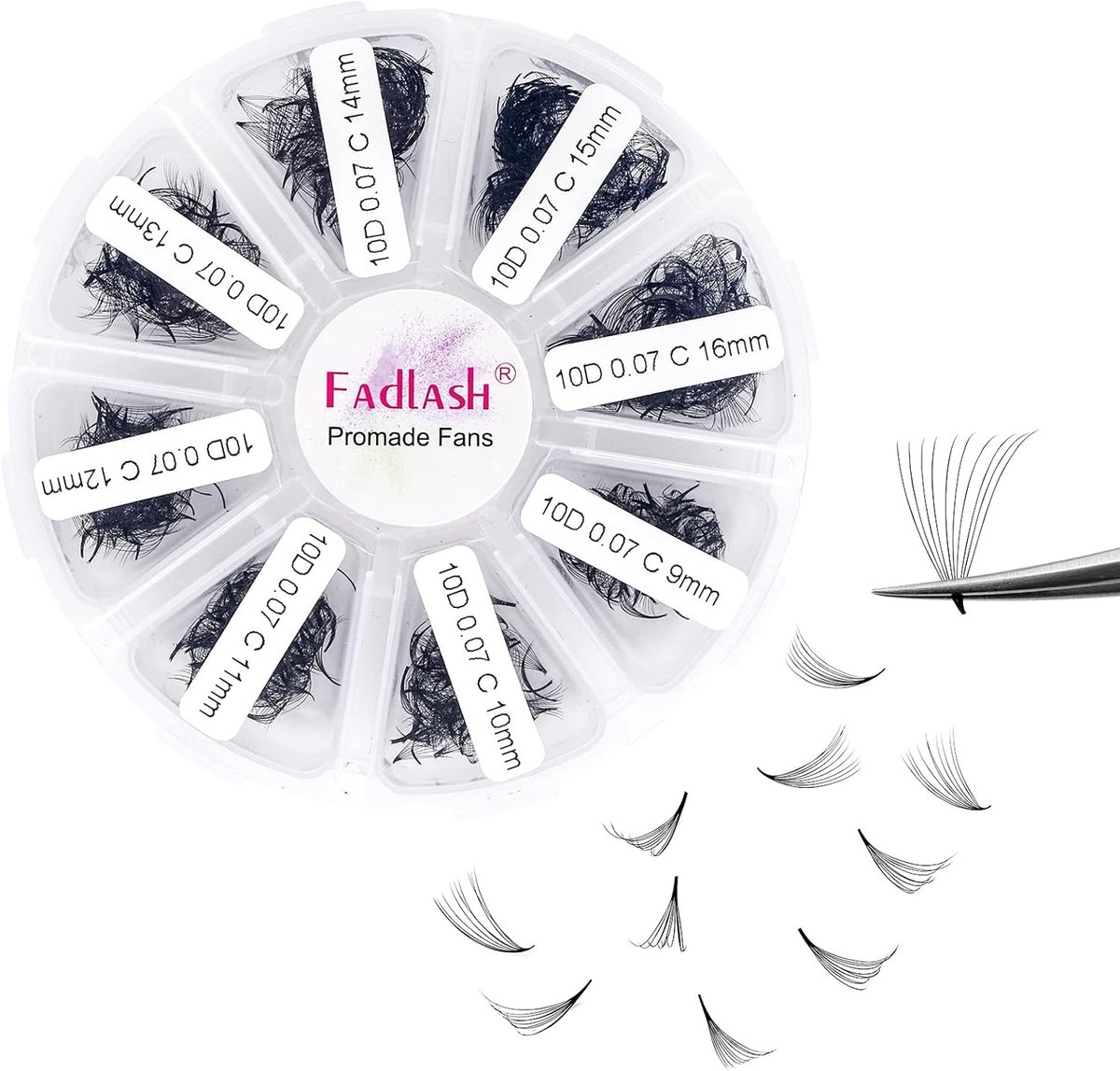 SnelShoppen - Russian Volume Wimperextensions 10D 0.07mm D 9-16mm Mix - 1000 Stuks Pre Made Wimper Fans voor Professionele Salons