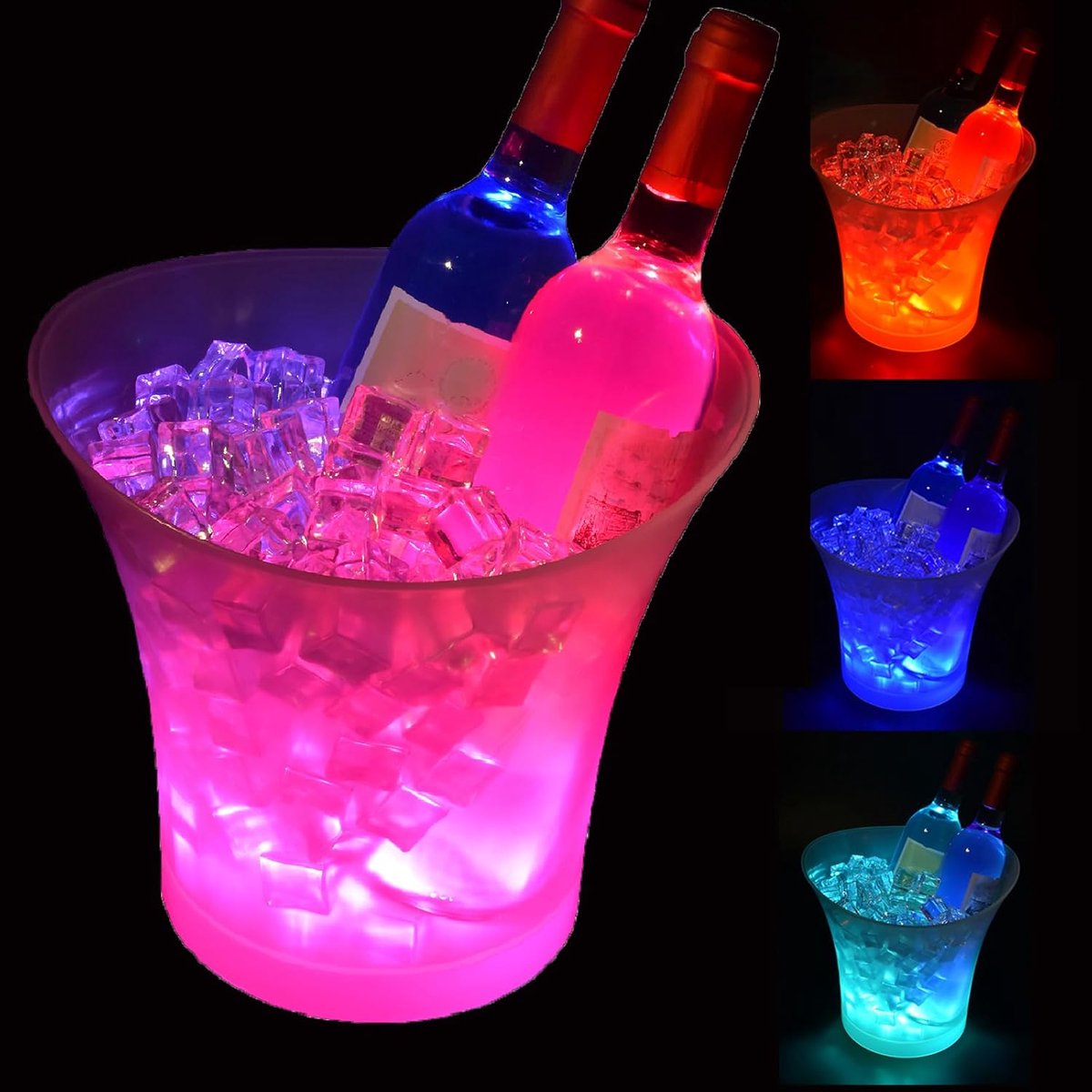 SnelShoppen - LED IJsemmer 5L - Champagne Cooler met RGB Kleuren, Veranderende Lichten - Ideaal voor Feest, Tuin, Camping, Koelen van Dranken, Wijn, B