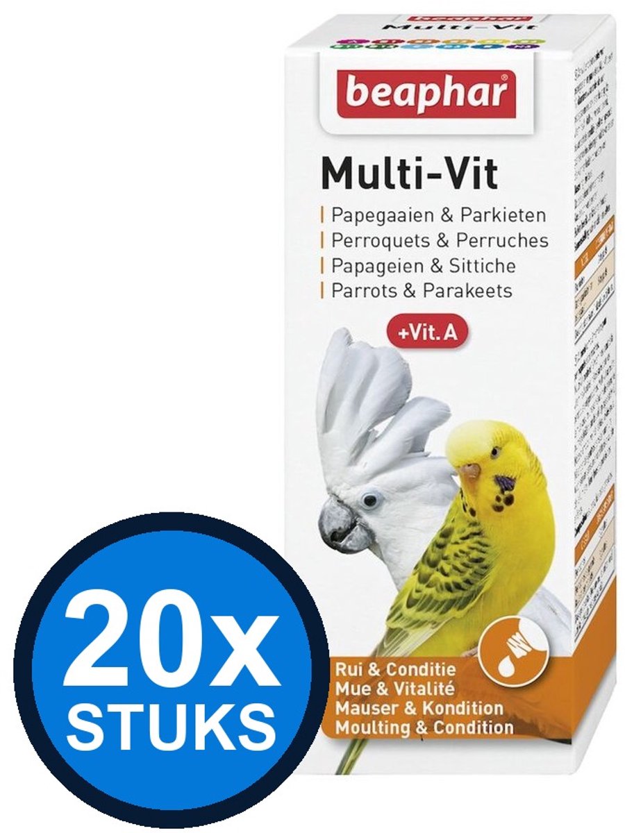 20x Beaphar - Multi-vit papegaaien&parkieten 50ml