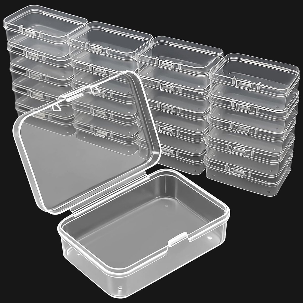 SnelShoppen - 21 Transparante Plastic Opbergdozen 65x46x20mm - Ideaal voor Sieraden, Pills, Schroeven, Klussers, Organiseren, Dozen, Doorzichtig, Klei