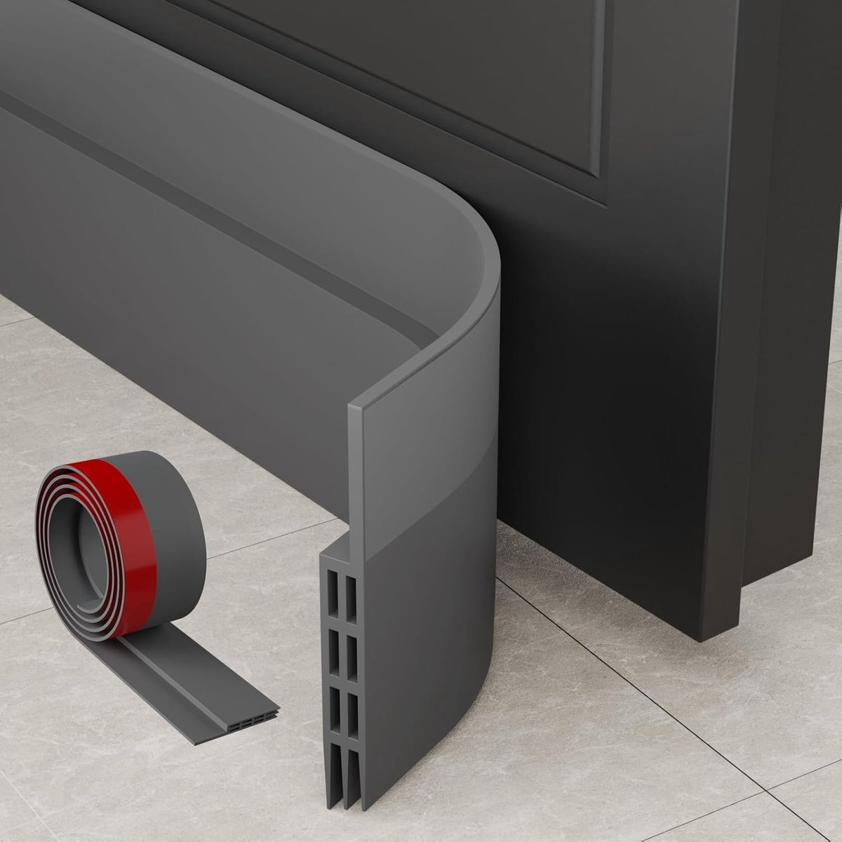 SnelShoppen - Draught Excluder voor Deuren - 1 Pack Geluidsdichte Deurstoppers - Weerbestendige Deurrubber 5cm x 100cm Grijs - Energie Besparende Oplo