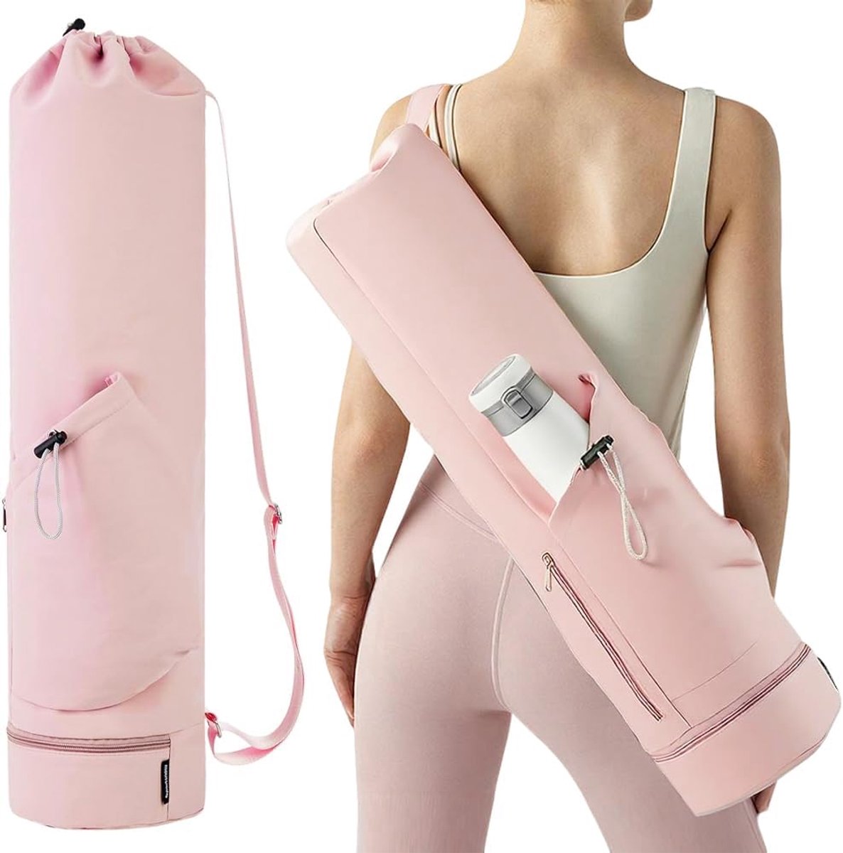 SnelShoppen - Yoga Bag - Vrouwen Sporttas met Afgescheiden Nat Vak en Waterfleshouder - Verstelbare Schouderband - Geschikt voor Pilates en Yoga Train