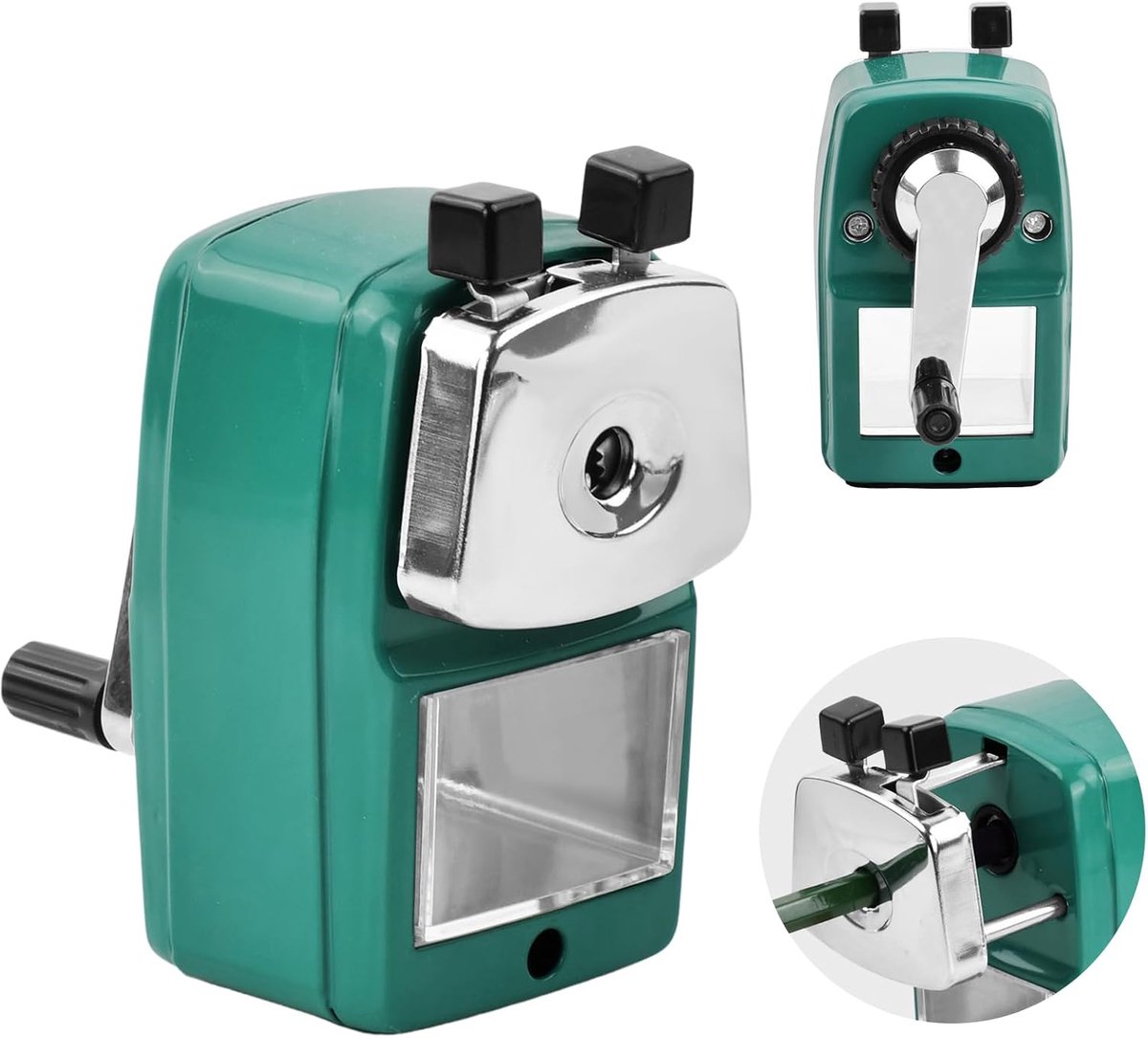 SnelShoppen - Handmatige Potloodslijper met Crank en Bureauhouder, Spiralen Potloodslijper voor Studenten, Kantoor en School, Geschikt voor Hexagonale
