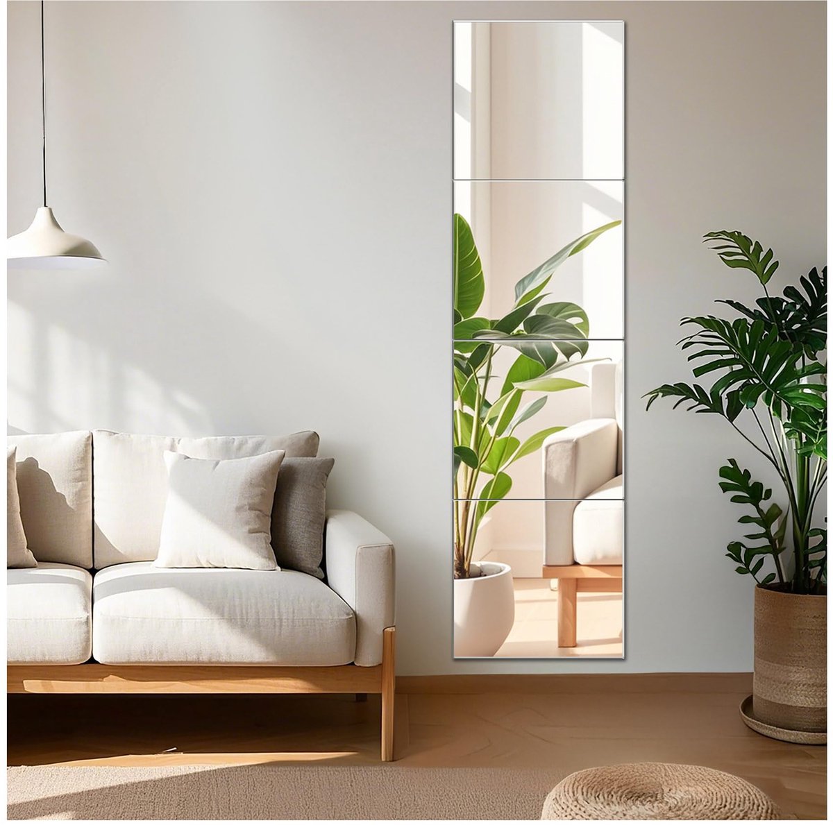 SnelShoppen - Zelfklevende Spiegel 35 x 35 cm - Wandspiegel Tegels - HD Glas - Zelfklevend - Doe-Het-Zelf - Voor Keuken, Woonkamer, Badkamer, Slaapkam
