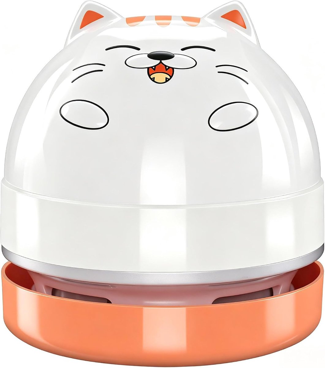 Draagbare USB mini bureaustofzuiger met schattig cartoon ontwerp, geschikt voor het opruimen van gumresten, stof en kruimels op bureau, computer, toetsenbord en in de auto