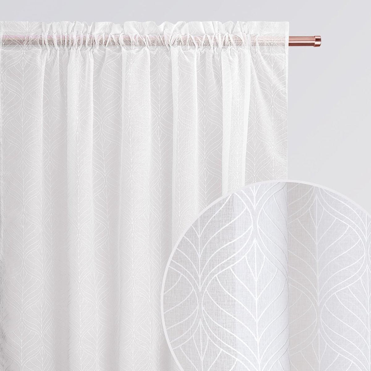 SnelShoppen - Transparante Rimpel Gordijn La Rossa 140x260 cm voor Woonkamer en Slaapkamer - Modern Design, Wit, 1 Stuk - Geschikt voor Plafondrails
