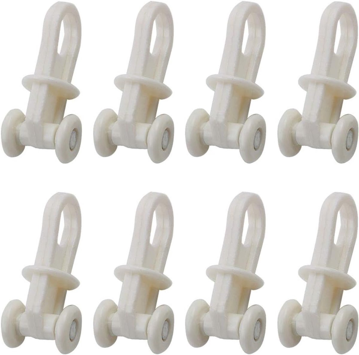 SnelShoppen - Curtain Track Rollers 8 Stuks - 8.5mm Wielen - Plastic & Metaal - Wit - Voor Gordijnen, Raamdecoratie, Huishoudelijk Gebruik
