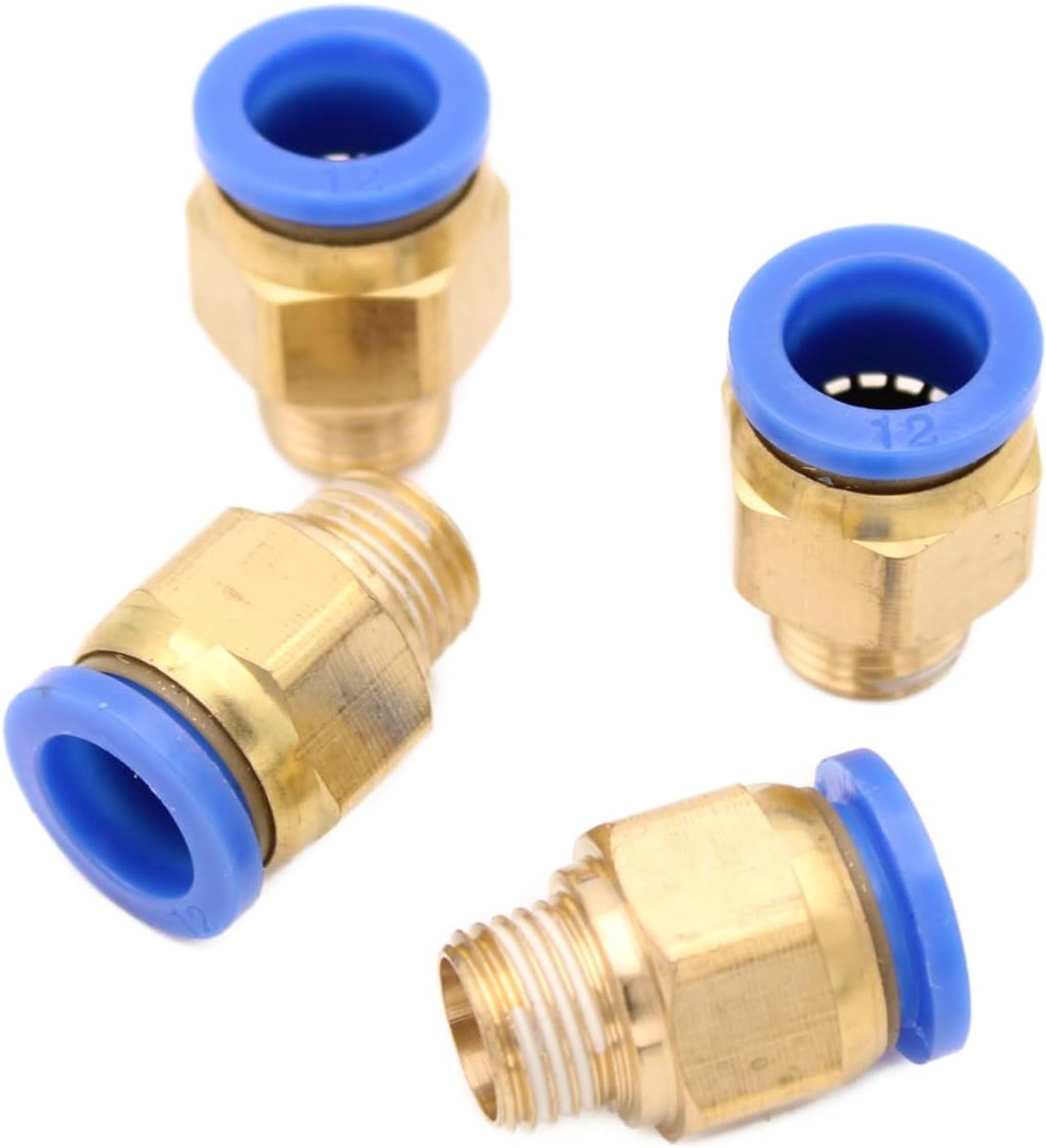 SnelShoppen - Pneumatische Schroefverbinding R 1/4" - 12mm Slangverbinding - 4 Stuks Snelsluiting Perslucht Aansluiting - Messing en PA 66 - Voor Prof