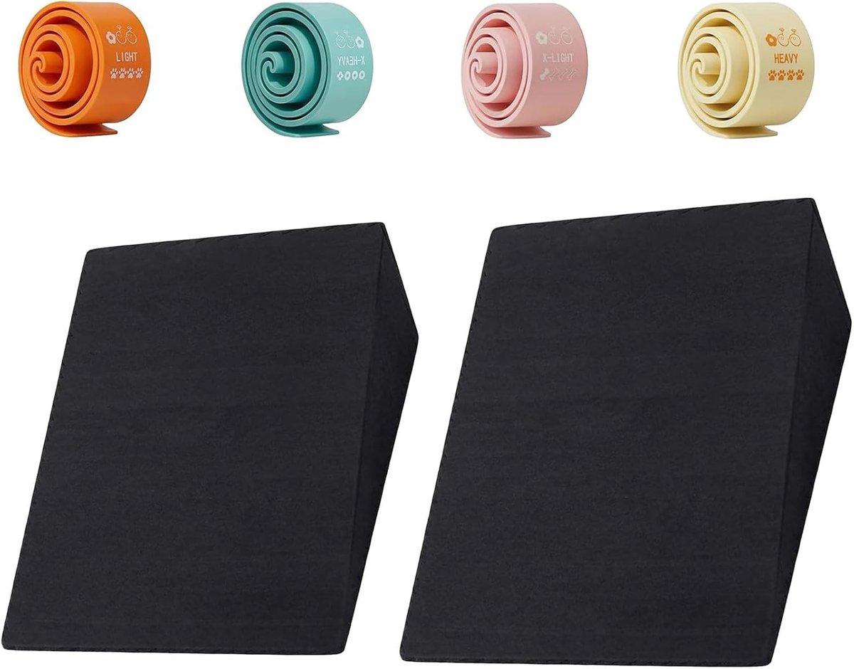 SnelShoppen - Kuitstretchers Set van 2 & 4 Weerstandsbanden, Squat Wedge, Mobilisatiewig voor Rekken, EVA-schuim - Ideaal voor Yoga, Pilates, Fysiothe