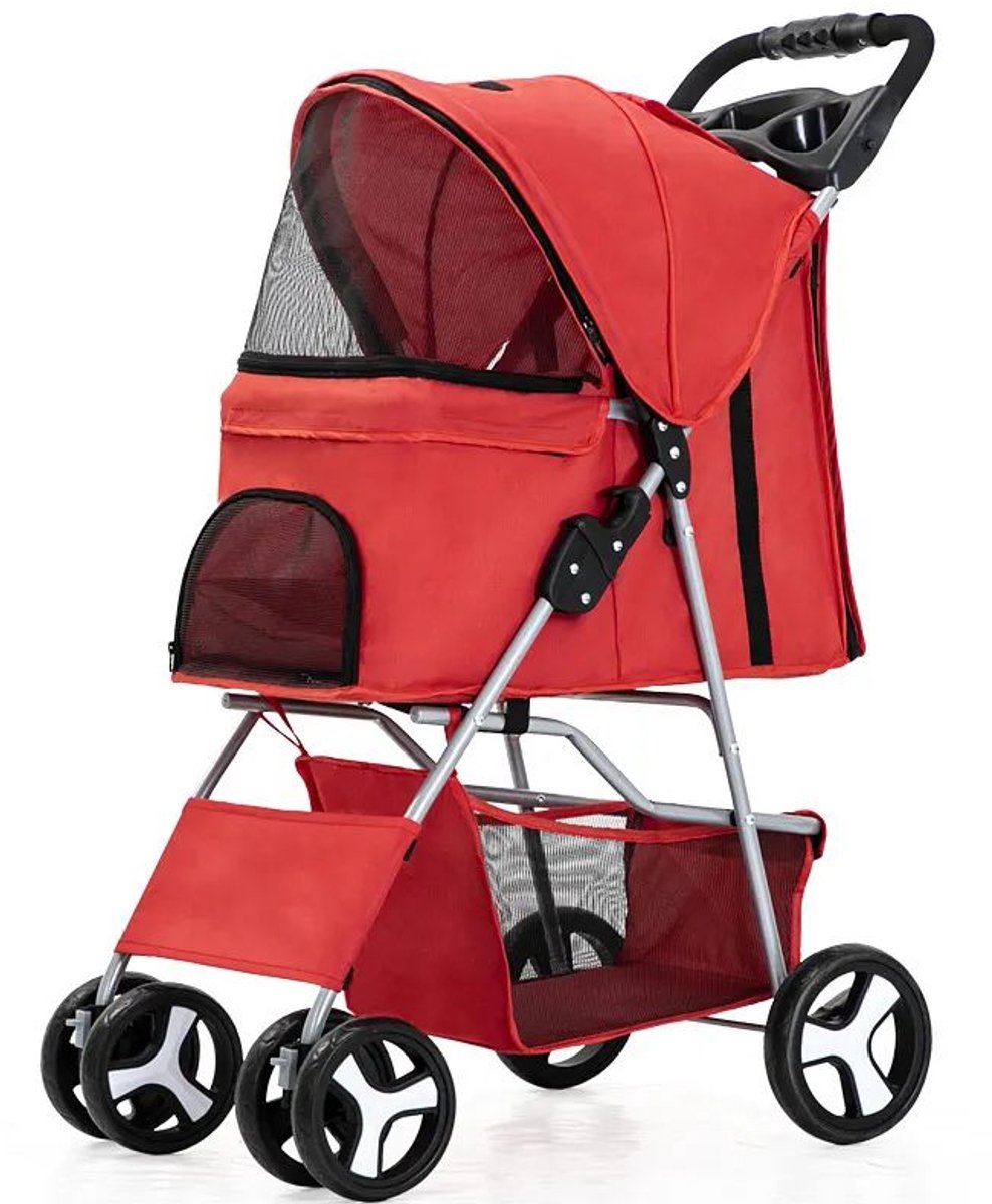 Buggy 3v1 opvouwbare wandelwagen voor honden 45 x 100 x 80 cm, Rood