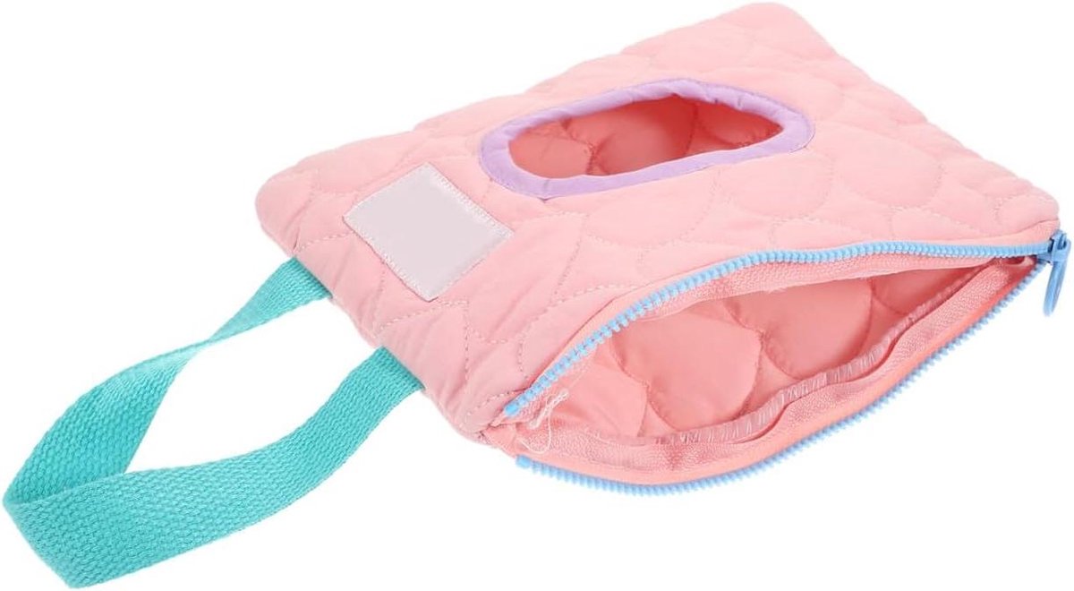 Hangzakje voor doekjes - Dispenser houder - Onderweg hygiëne - Voorkomt uitdroging - 33 x 165 cm - Roze